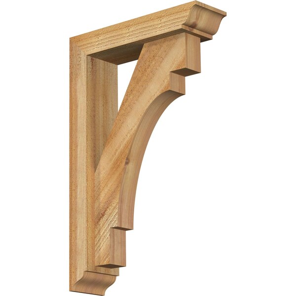 Ekena Millwork Merced Traditional Rough Sawn Bracket w/ Offset Brace, Western Red Cedar, 4"W x 14"D x 22"H BKT0402X14X22MRC01RWR - main